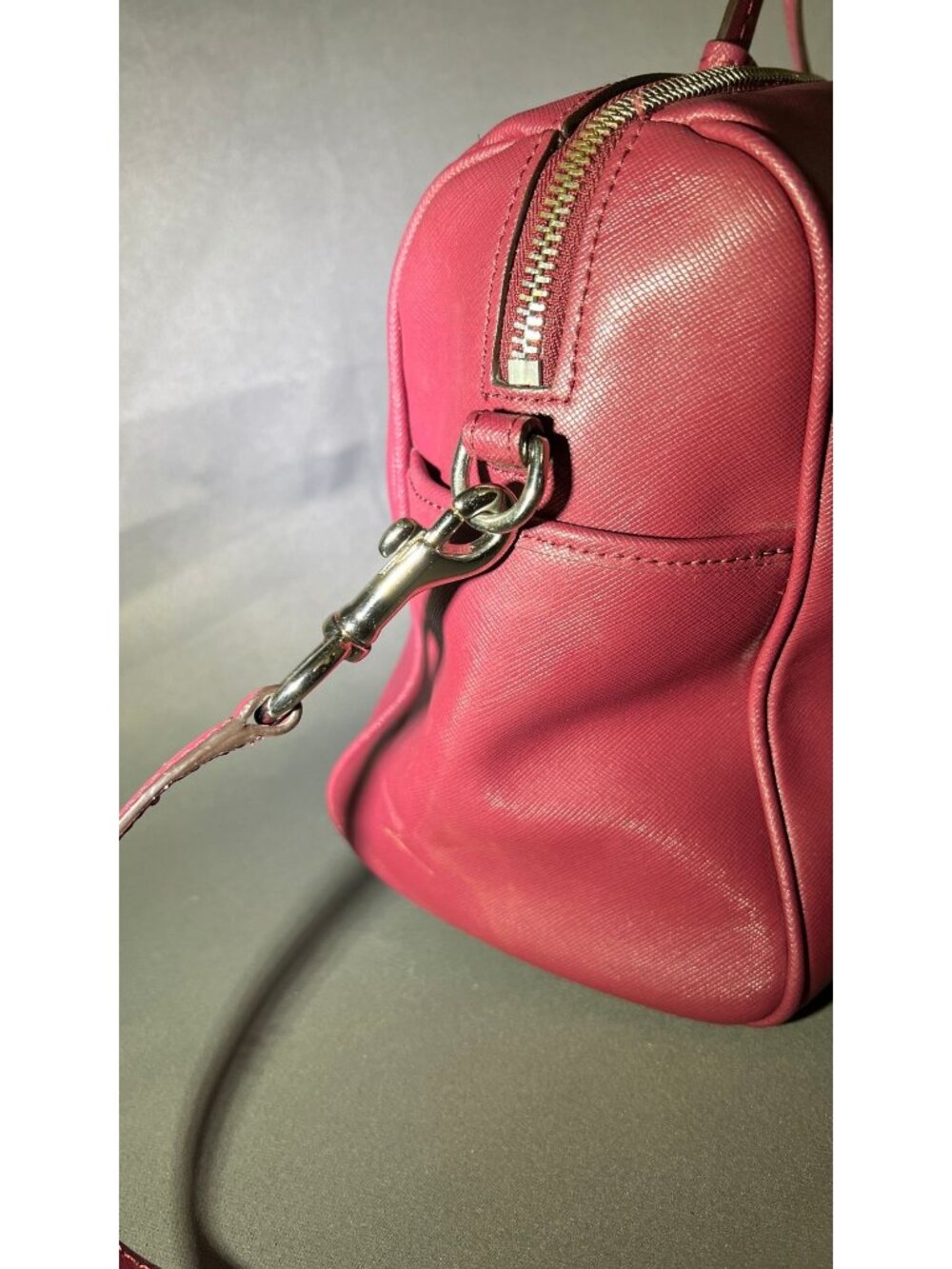 DAMAGED! Coach Peyton Leather Nancy Satchel Bag In Merlot E1492-F31403 - Picture 6 of 16